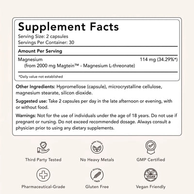 Magnesium L-Threonate 1000mg Magtein® Capsules