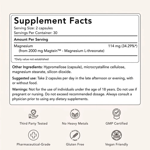 Magnesium L-Threonate 1000mg Magtein® Capsules