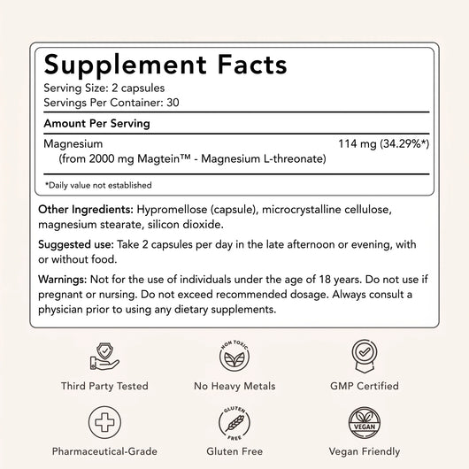 Magnesium L-Threonate 1000mg Magtein® Capsules
